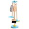 Hape: Clean Up Broom Set - 6pc, Yellow & Blue, Wooden Cleaning Toy Playset, Stand Holds Broom-Dustpan-Mop-Towel-Duster, Household Pretend Play, Kid 3+
